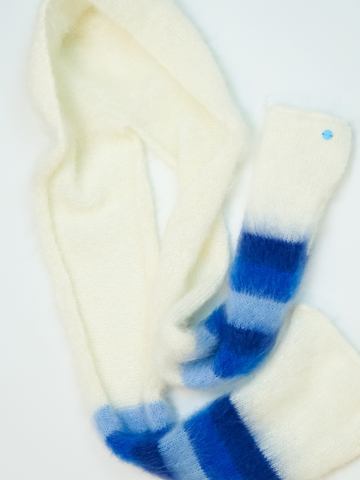 Hooded Scarf Cream Cobalt - obrazek 2